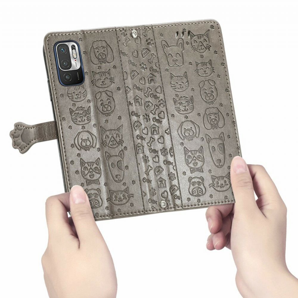 Flip Case Für Xiaomi Redmi Note 10 5G / Poco M3 Pro 5G Animierte Tiere