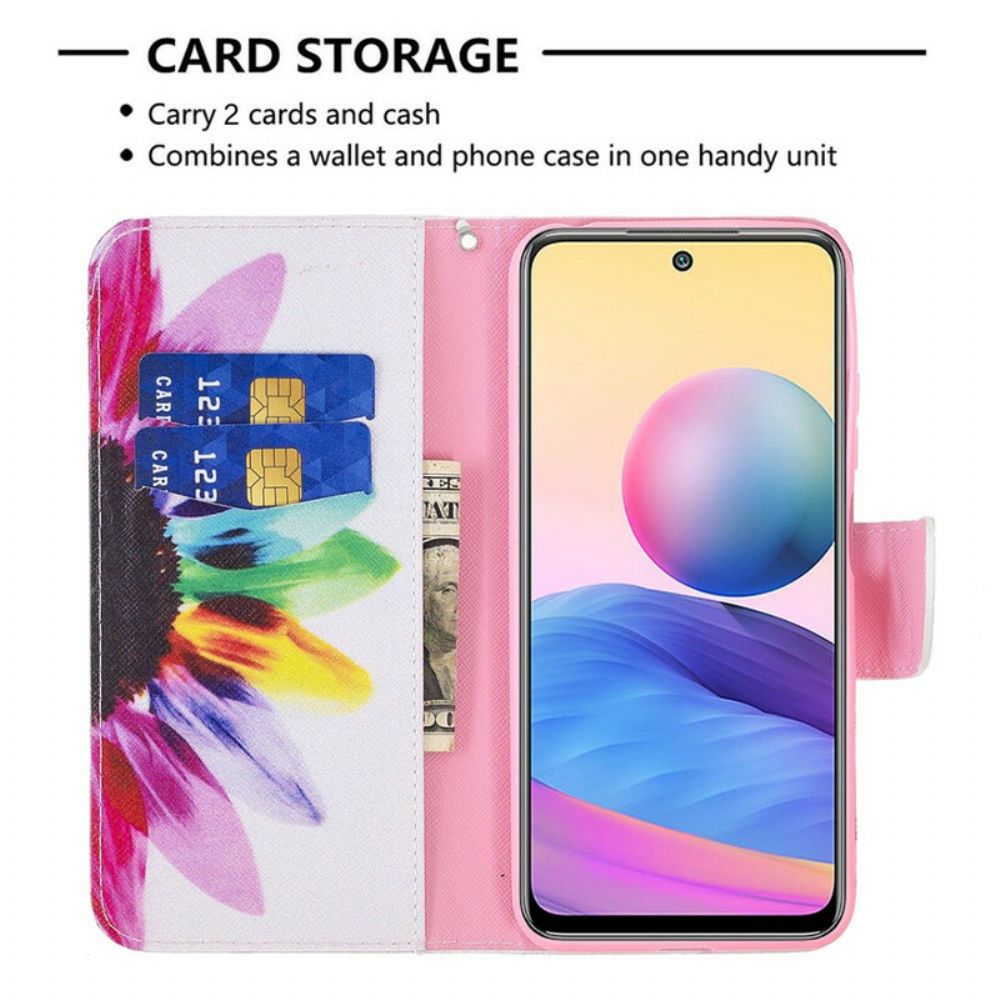 Flip Case Für Xiaomi Redmi Note 10 5G / Poco M3 Pro 5G Aquarell Blume