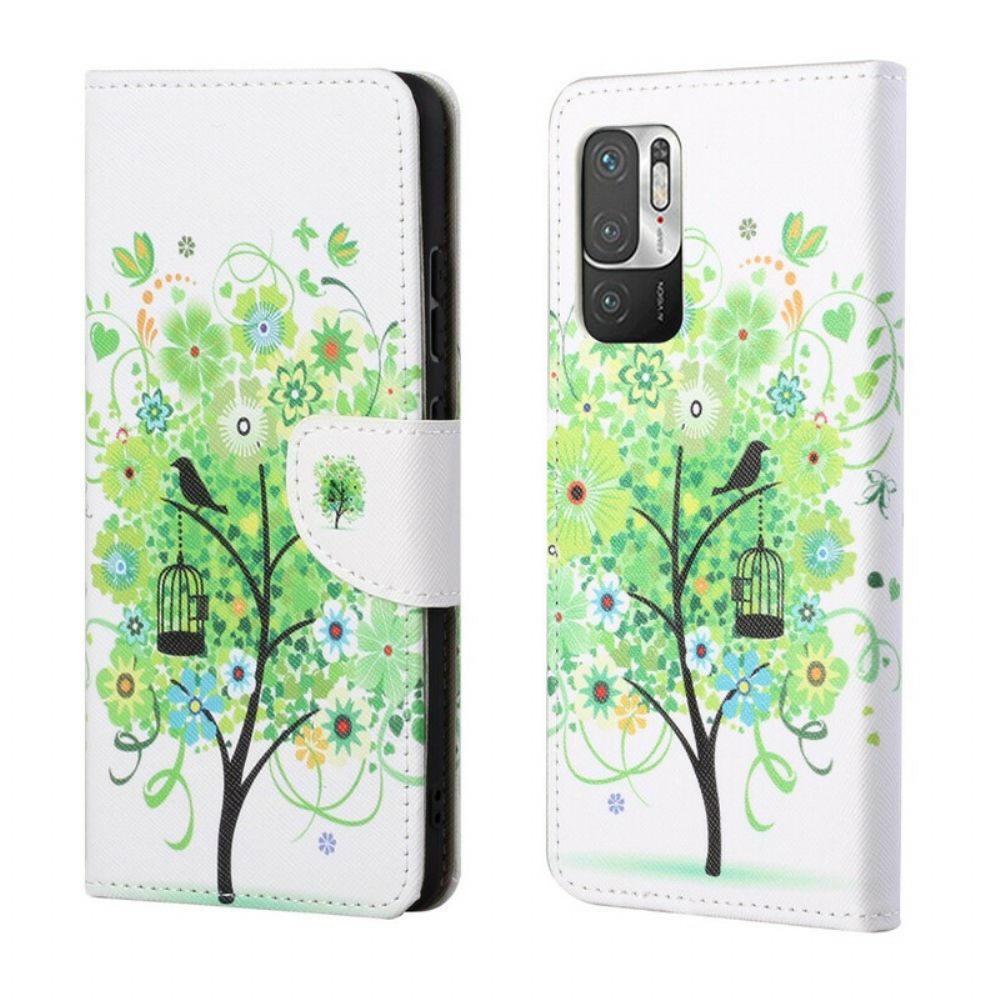 Flip Case Für Xiaomi Redmi Note 10 5G / Poco M3 Pro 5G Grüner Laubbaum