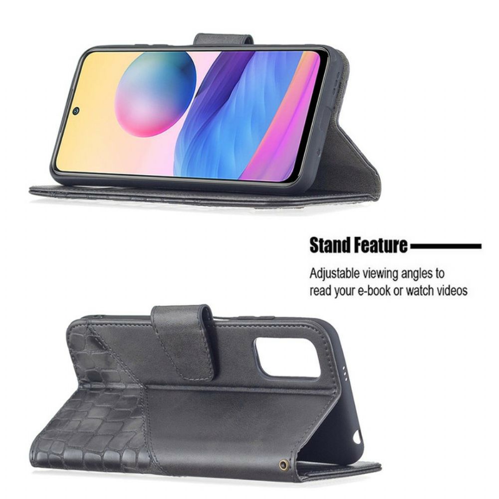 Flip Case Für Xiaomi Redmi Note 10 5G / Poco M3 Pro 5G Klassischer Krokodilleder-effekt