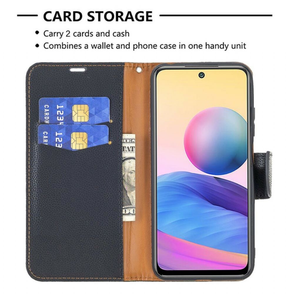 Flip Case Für Xiaomi Redmi Note 10 5G / Poco M3 Pro 5G Flip Case Litschi-klappe Schräg