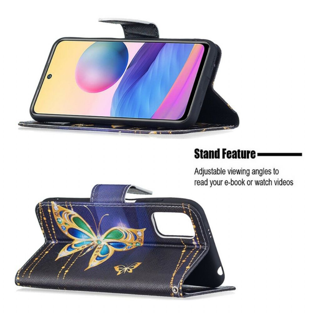 Flip Case Für Xiaomi Redmi Note 10 5G / Poco M3 Pro 5G Magischer Schmetterling