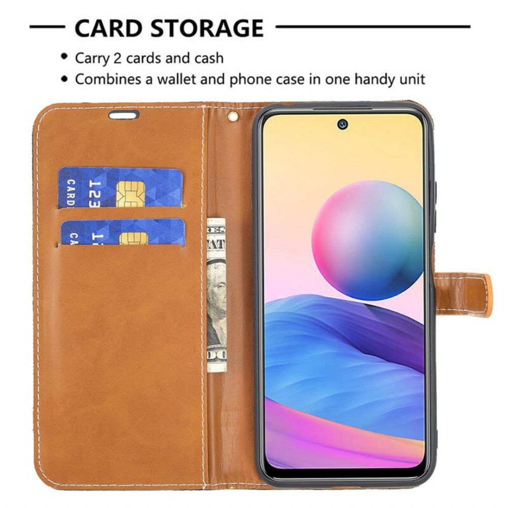 Flip Case Für Xiaomi Redmi Note 10 5G / Poco M3 Pro 5G Mit Kordel Strap Stoff