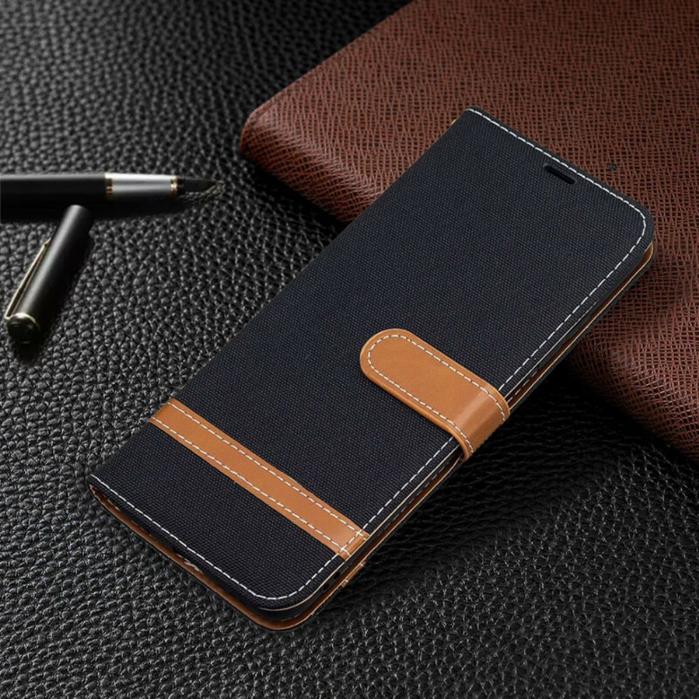 Flip Case Für Xiaomi Redmi Note 10 5G / Poco M3 Pro 5G Mit Kordel Strap Stoff