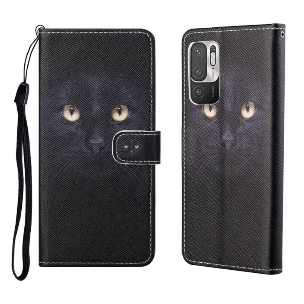 Flip Case Für Xiaomi Redmi Note 10 5G / Poco M3 Pro 5G Mit Kordel Tanga Leopard