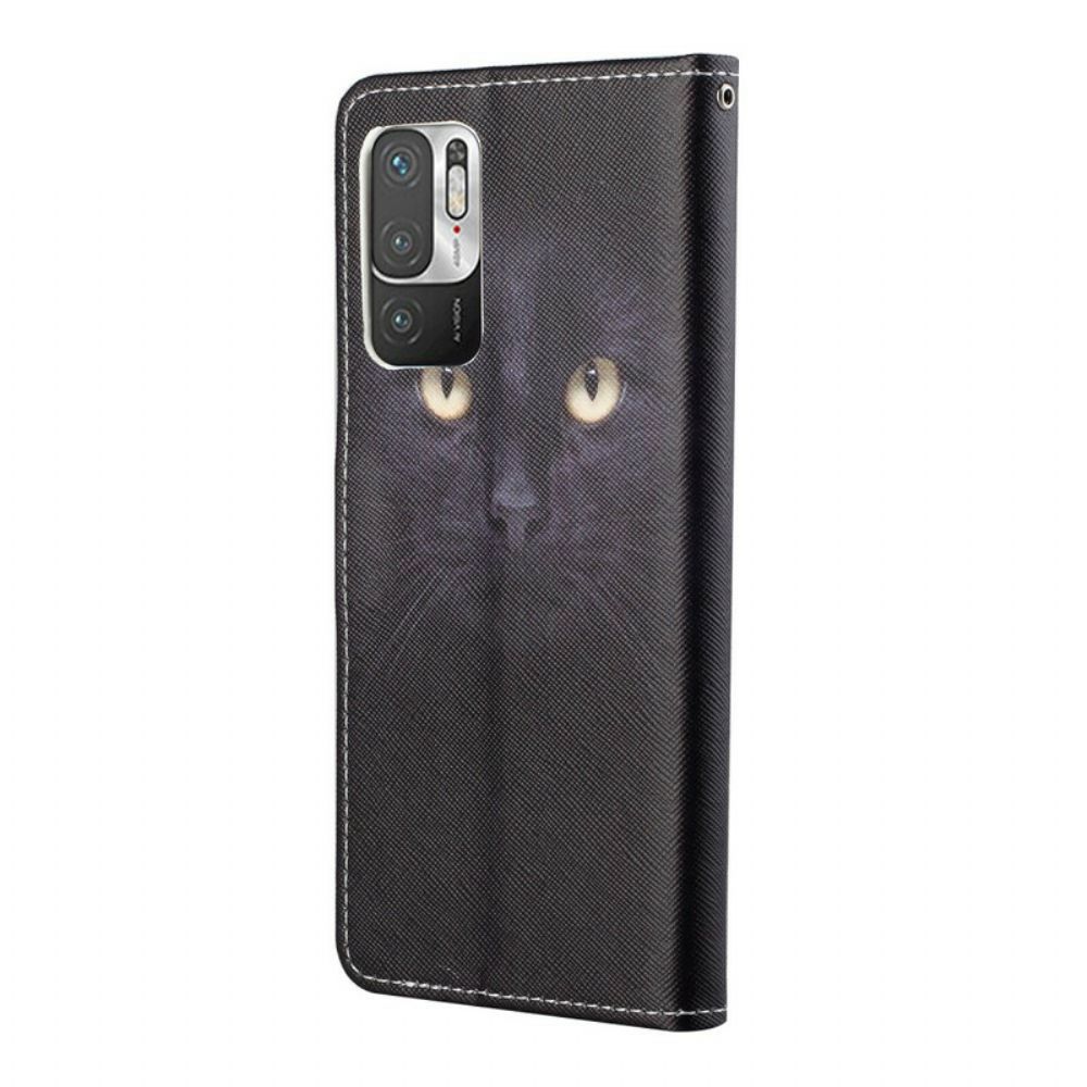 Flip Case Für Xiaomi Redmi Note 10 5G / Poco M3 Pro 5G Mit Kordel Tanga Leopard