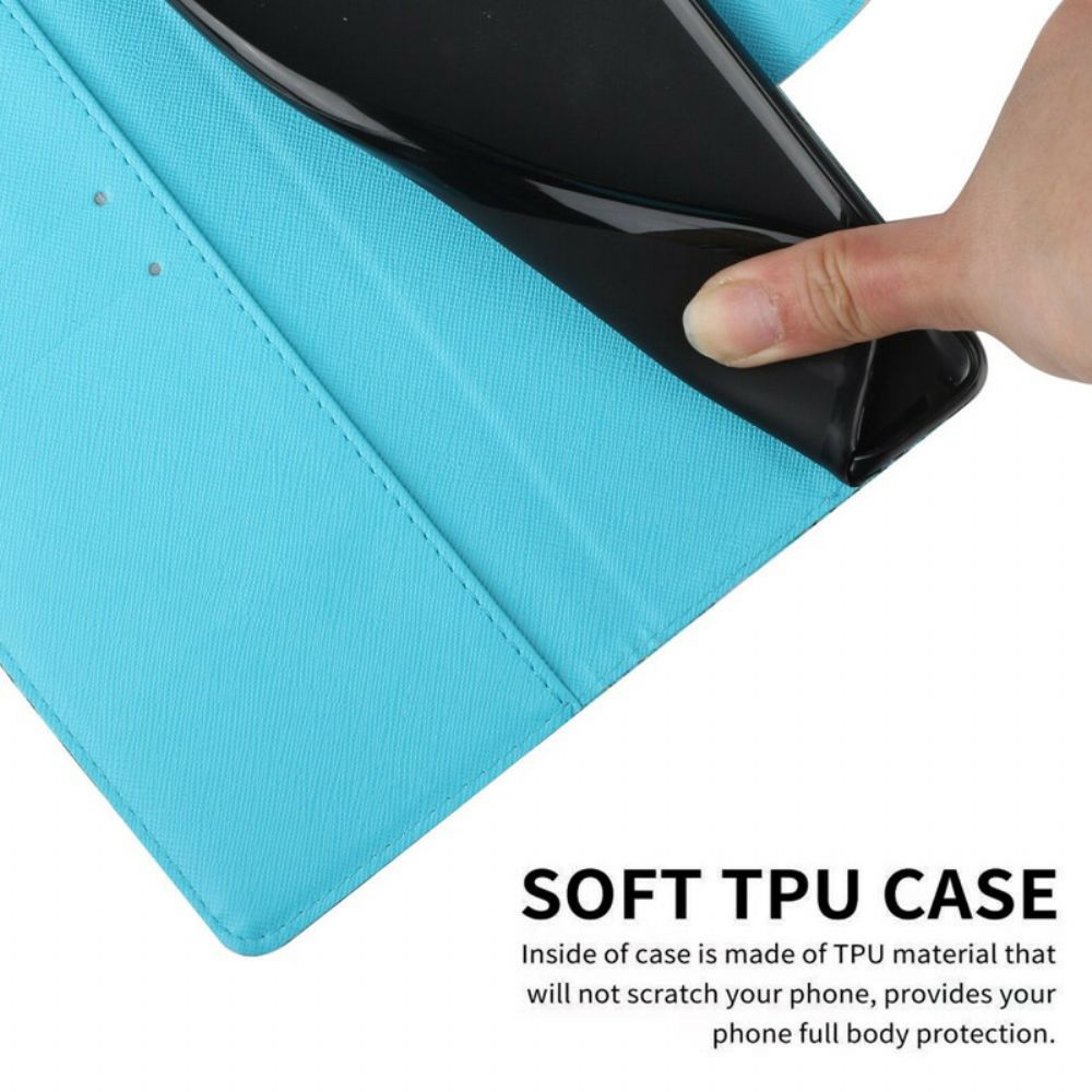 Flip Case Für Xiaomi Redmi Note 10 5G / Poco M3 Pro 5G Mit Kordel Tangablumenbaum