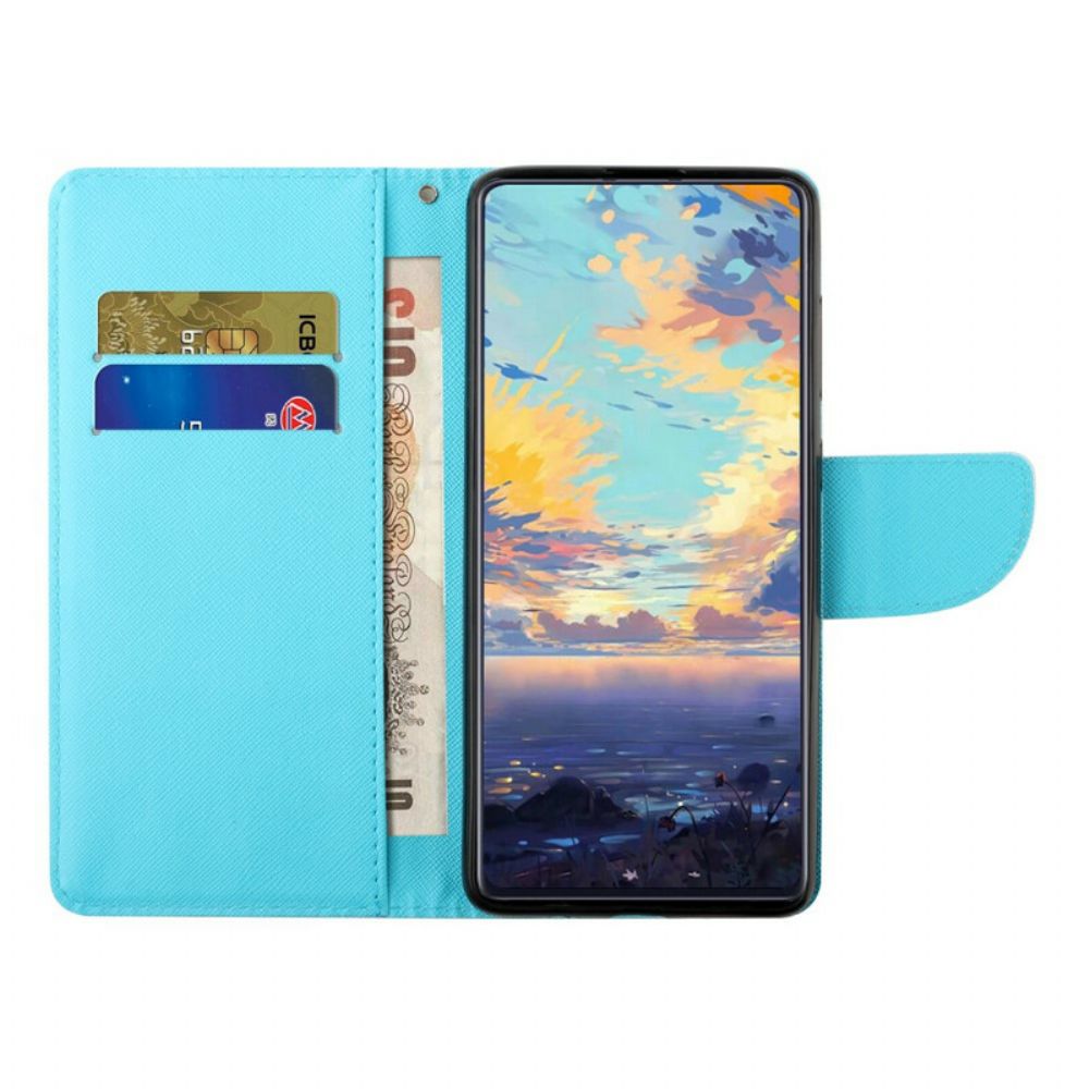 Flip Case Für Xiaomi Redmi Note 10 5G / Poco M3 Pro 5G Mit Kordel Tangablumenbaum