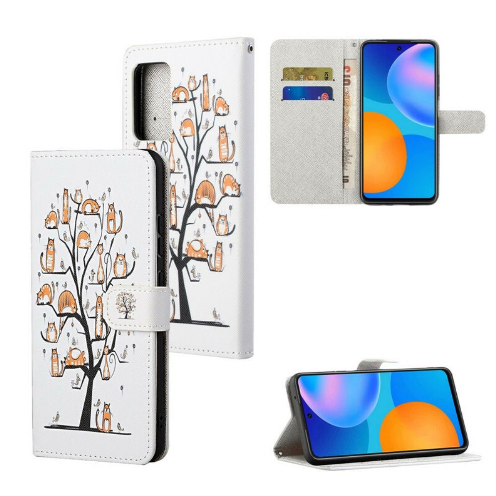 Flip Case Für Xiaomi Redmi Note 10 5G / Poco M3 Pro 5G Mit Kordel Tangakatzen