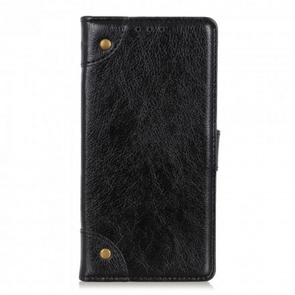 Flip Case Für Xiaomi Redmi Note 10 5G / Poco M3 Pro 5G Nappaleder-stil Mit Vintage-nieten