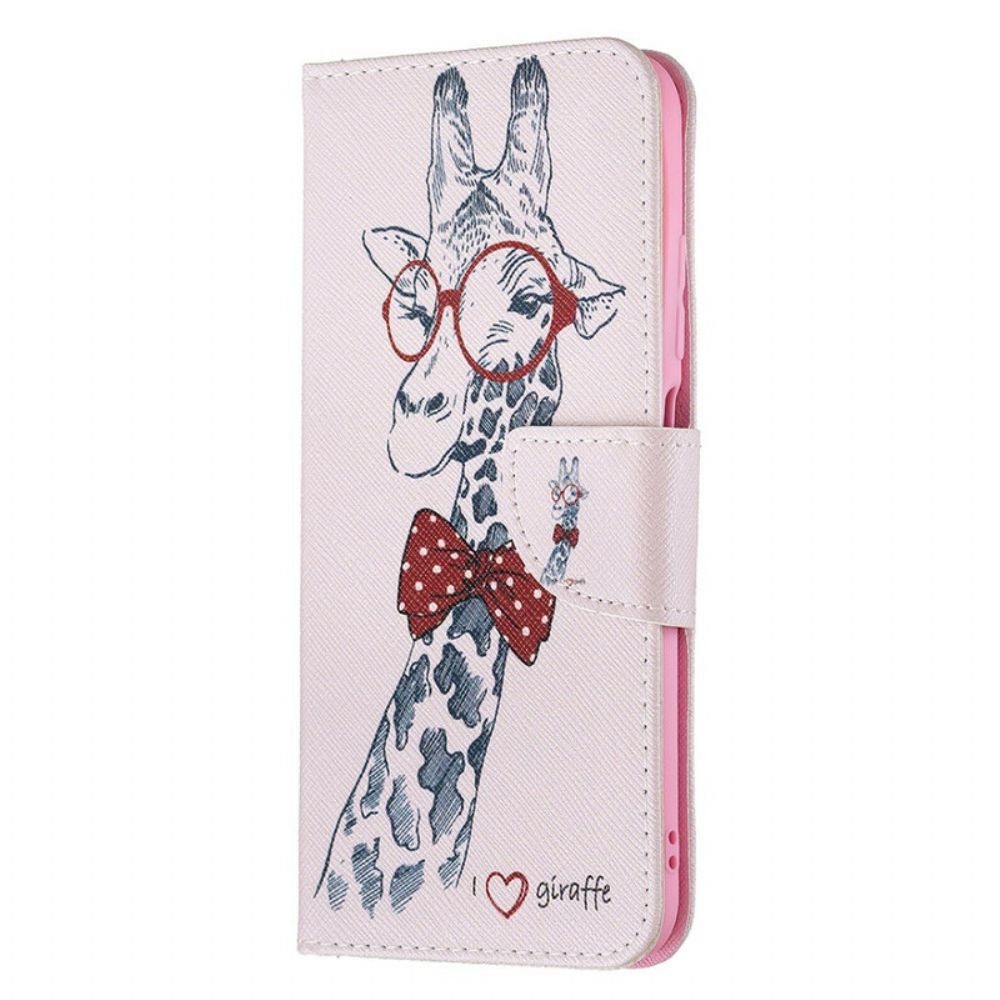 Flip Case Für Xiaomi Redmi Note 10 5G / Poco M3 Pro 5G Nerdige Giraffe