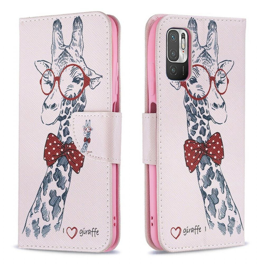 Flip Case Für Xiaomi Redmi Note 10 5G / Poco M3 Pro 5G Nerdige Giraffe