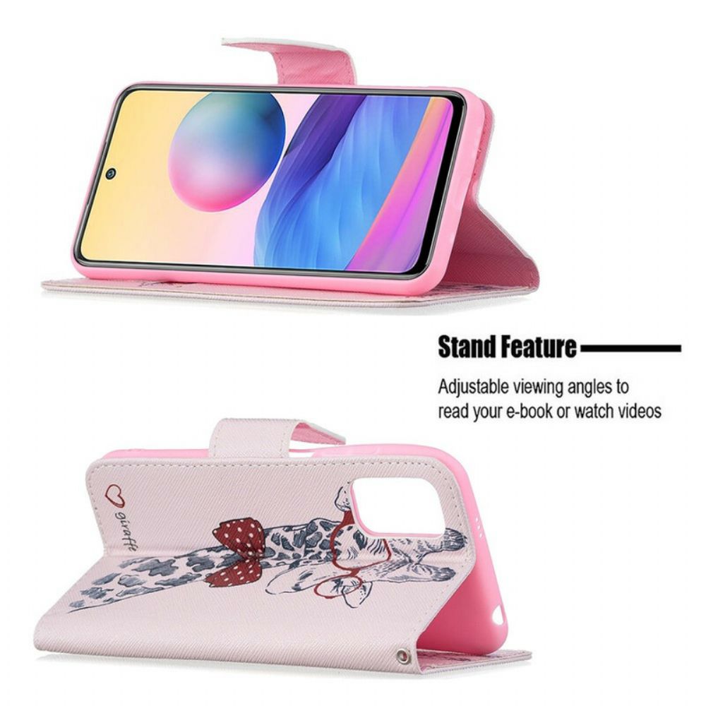 Flip Case Für Xiaomi Redmi Note 10 5G / Poco M3 Pro 5G Nerdige Giraffe