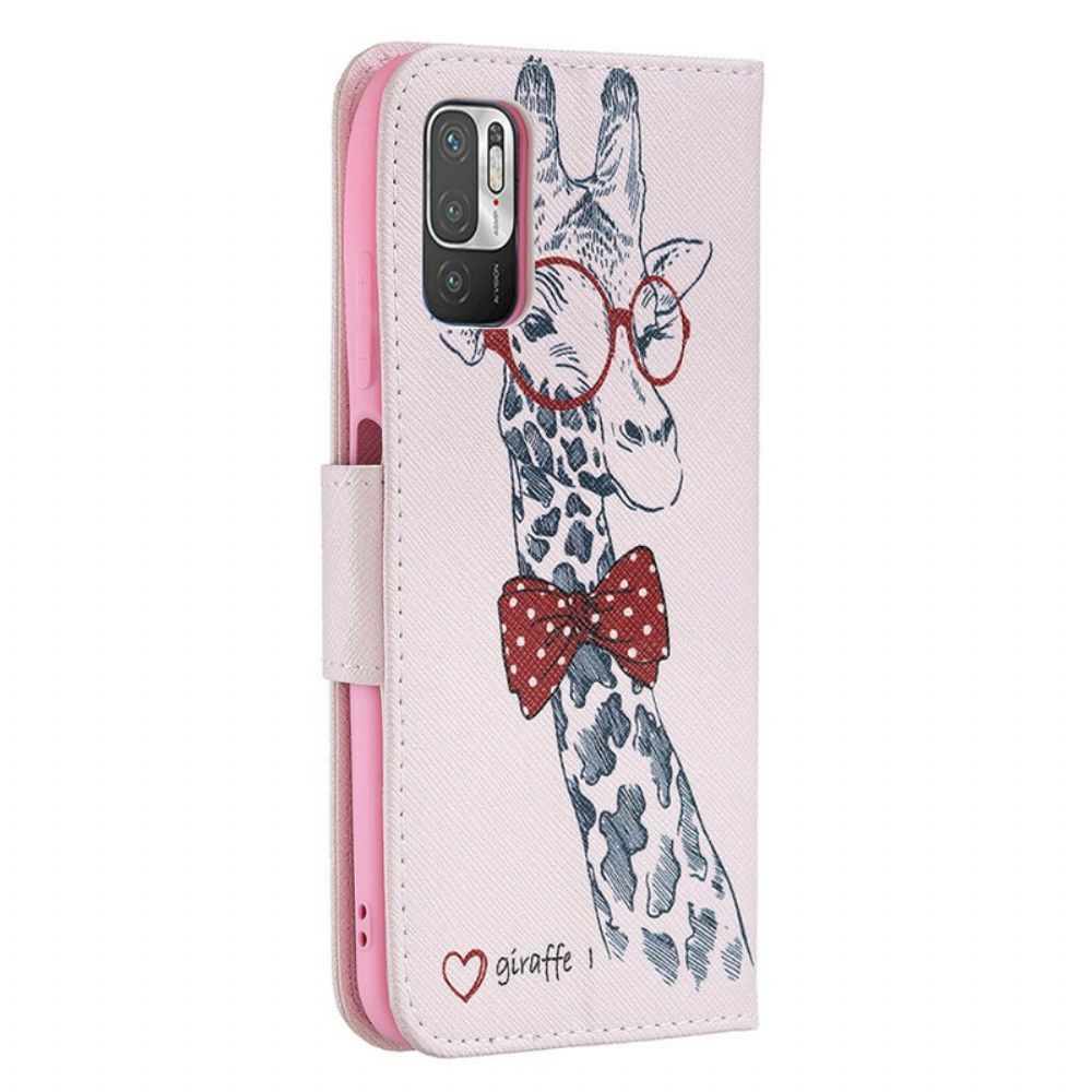 Flip Case Für Xiaomi Redmi Note 10 5G / Poco M3 Pro 5G Nerdige Giraffe