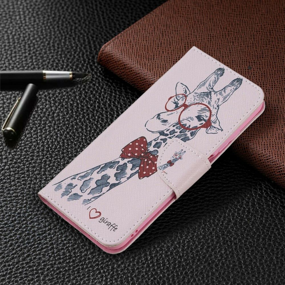 Flip Case Für Xiaomi Redmi Note 10 5G / Poco M3 Pro 5G Nerdige Giraffe