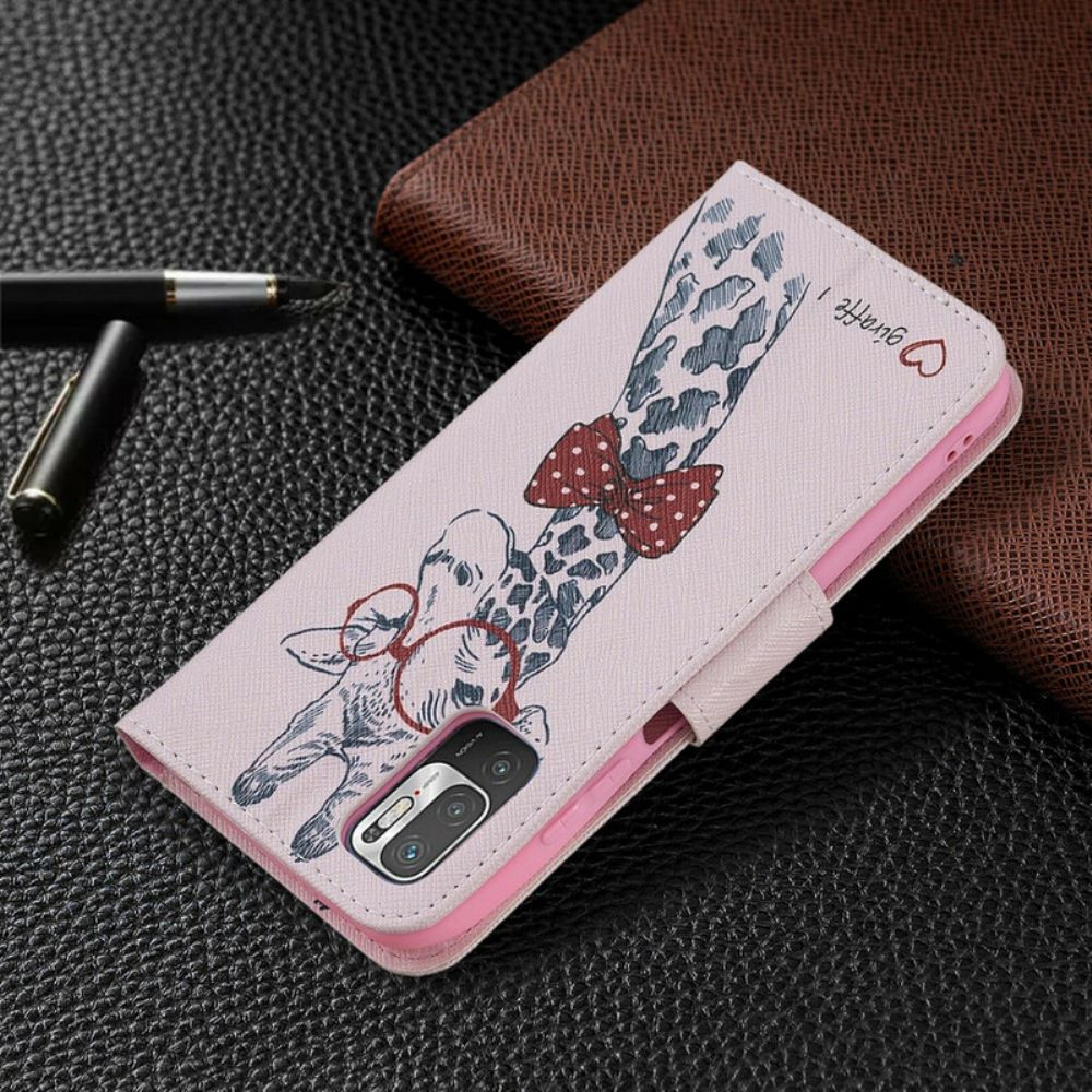 Flip Case Für Xiaomi Redmi Note 10 5G / Poco M3 Pro 5G Nerdige Giraffe