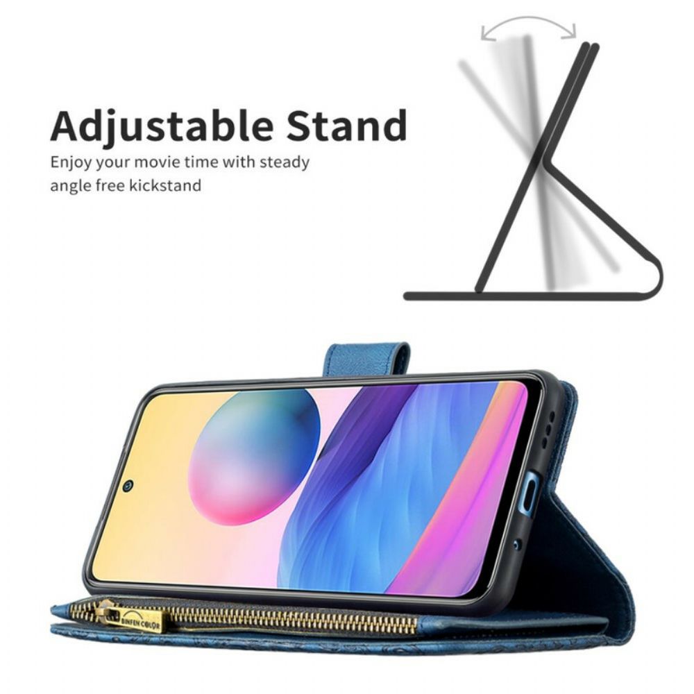 Flip Case Für Xiaomi Redmi Note 10 5G / Poco M3 Pro 5G Reißverschlusstasche Schmetterling