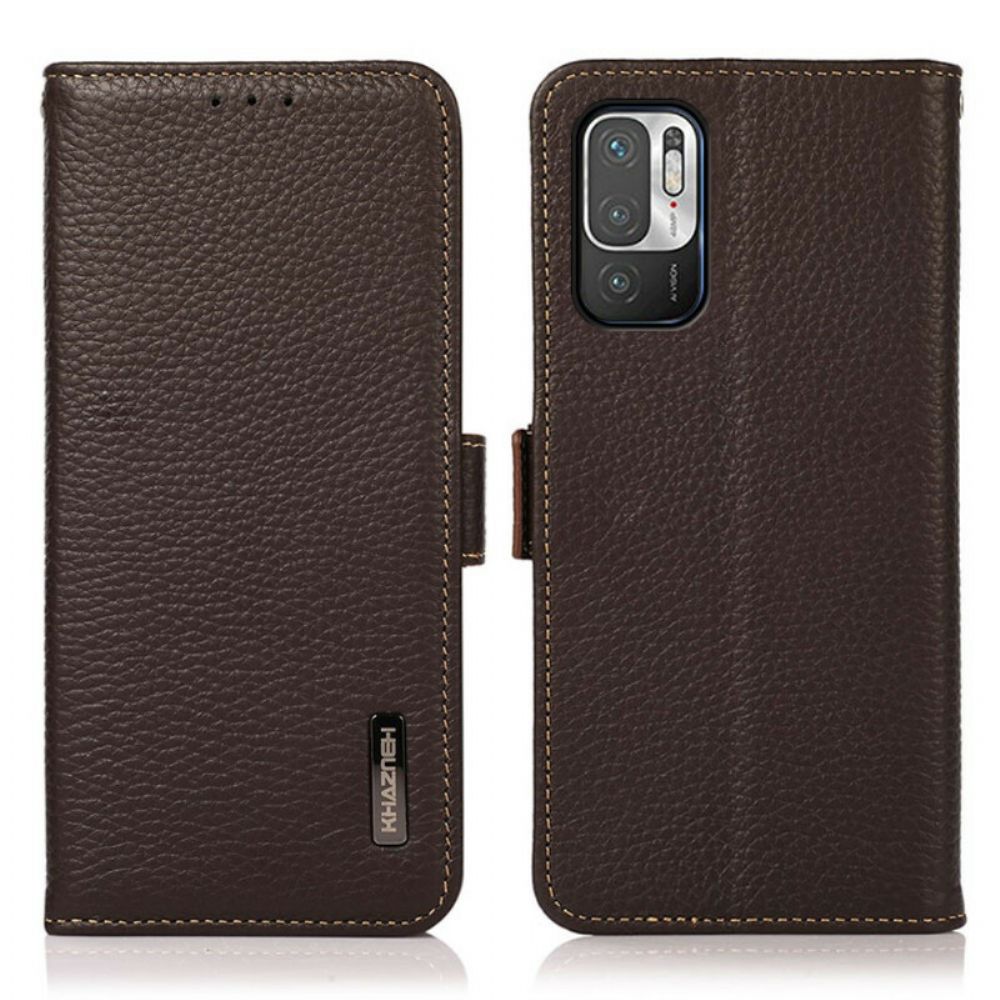 Flip Case Für Xiaomi Redmi Note 10 5G / Poco M3 Pro 5G Rfid Litschi-leder