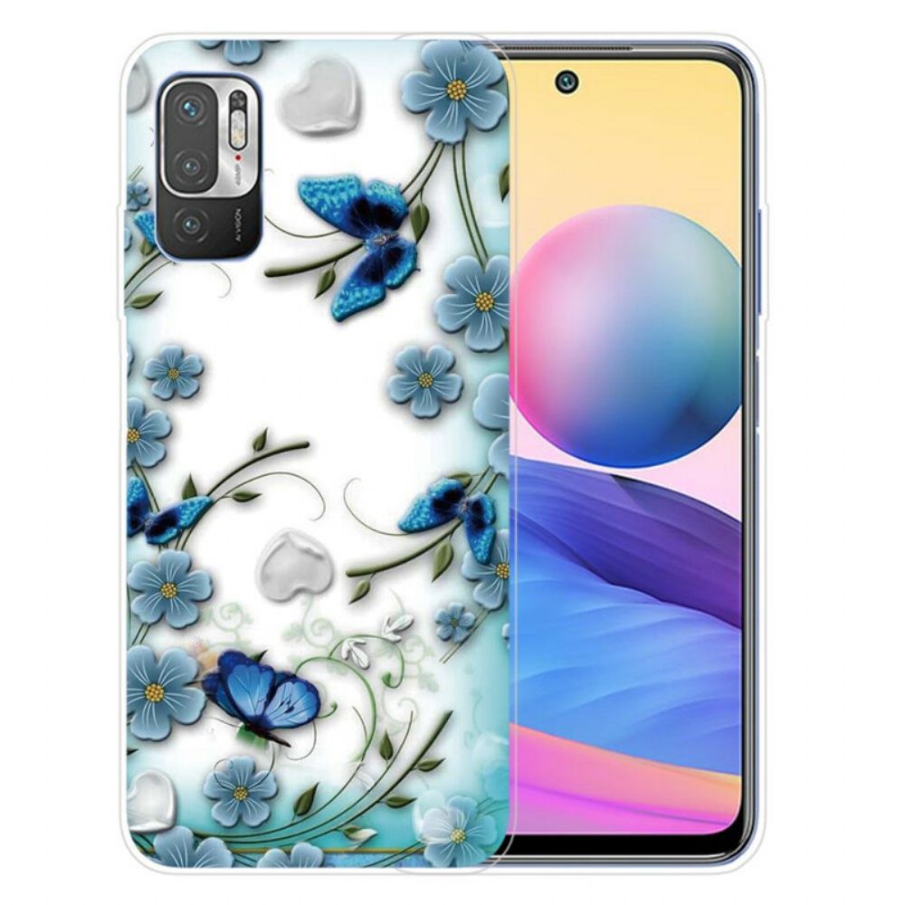 Handyhülle Für Xiaomi Redmi Note 10 5G / Poco M3 Pro 5G Retro Schmetterlinge Und Blumen