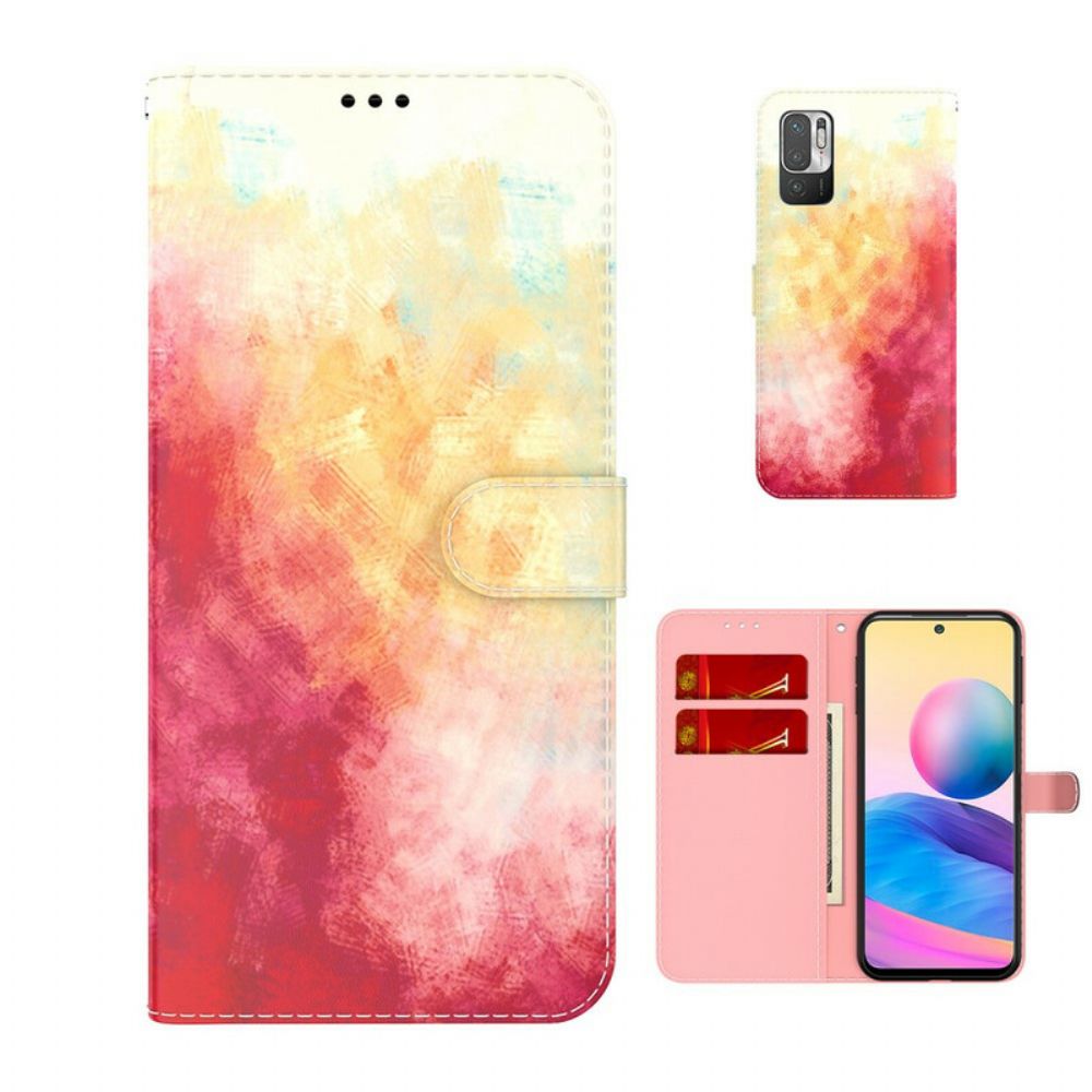 Lederhüllen Für Xiaomi Redmi Note 10 5G / Poco M3 Pro 5G Aquarell