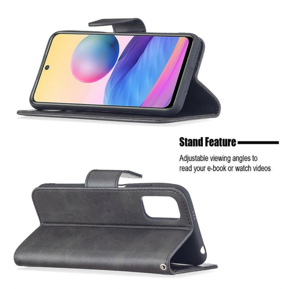 Lederhüllen Für Xiaomi Redmi Note 10 5G / Poco M3 Pro 5G Flip Case Glatte Schräge Klappe