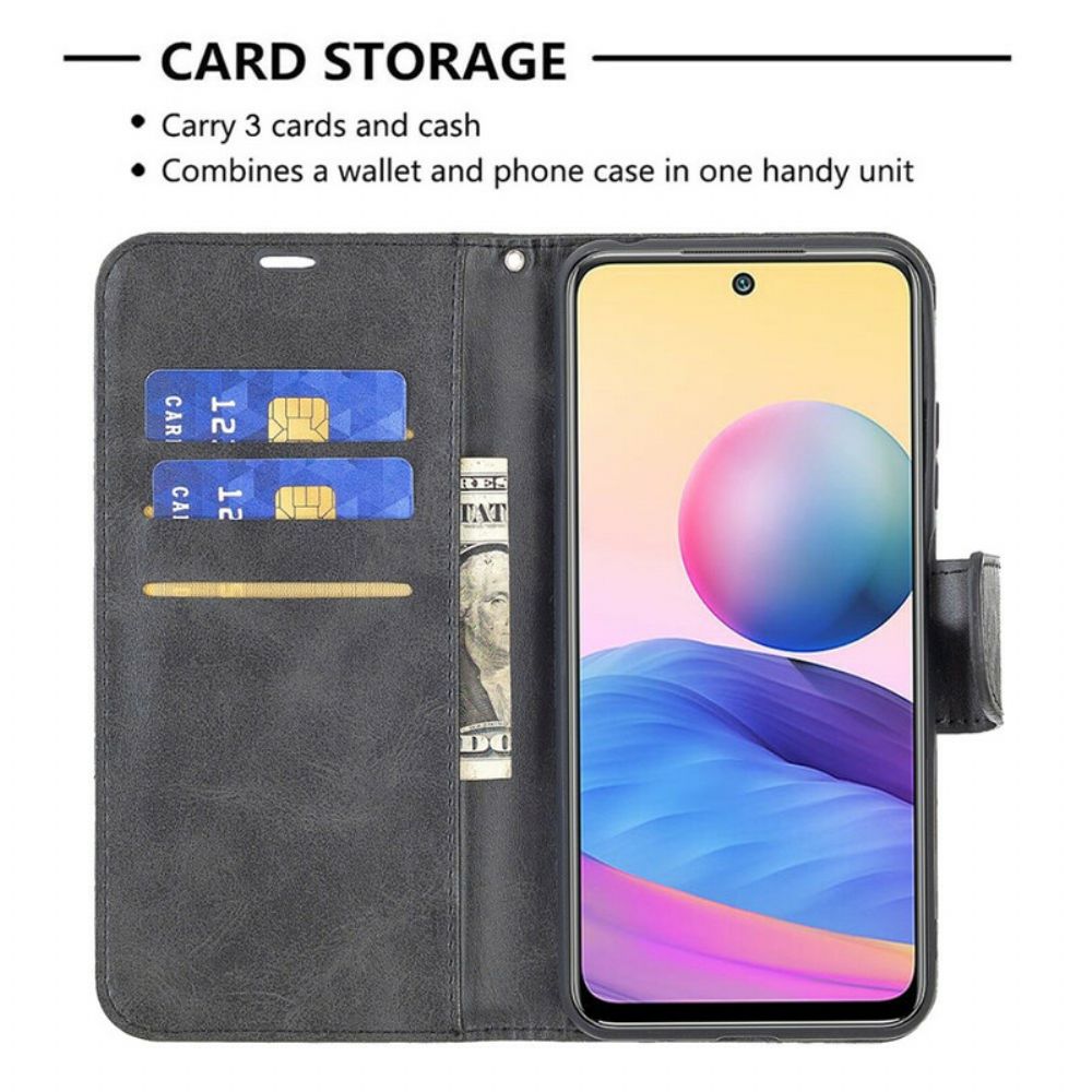 Lederhüllen Für Xiaomi Redmi Note 10 5G / Poco M3 Pro 5G Flip Case Glatte Schräge Klappe