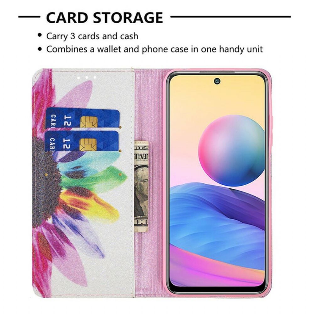 Schutzhülle Für Xiaomi Redmi Note 10 5G / Poco M3 Pro 5G Flip Case Aquarell Blume