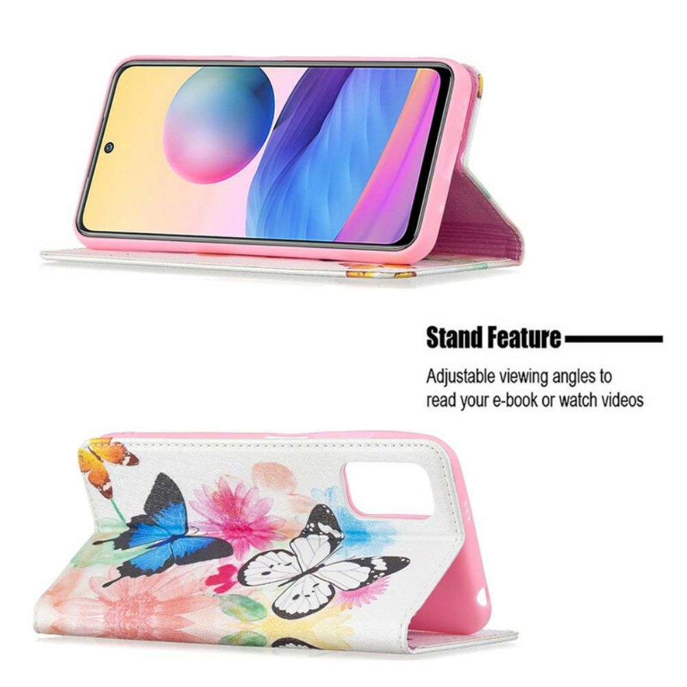 Schutzhülle Für Xiaomi Redmi Note 10 5G / Poco M3 Pro 5G Flip Case Bunte Schmetterlinge