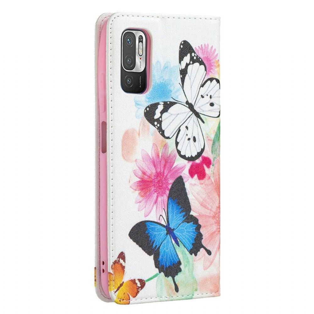 Schutzhülle Für Xiaomi Redmi Note 10 5G / Poco M3 Pro 5G Flip Case Bunte Schmetterlinge