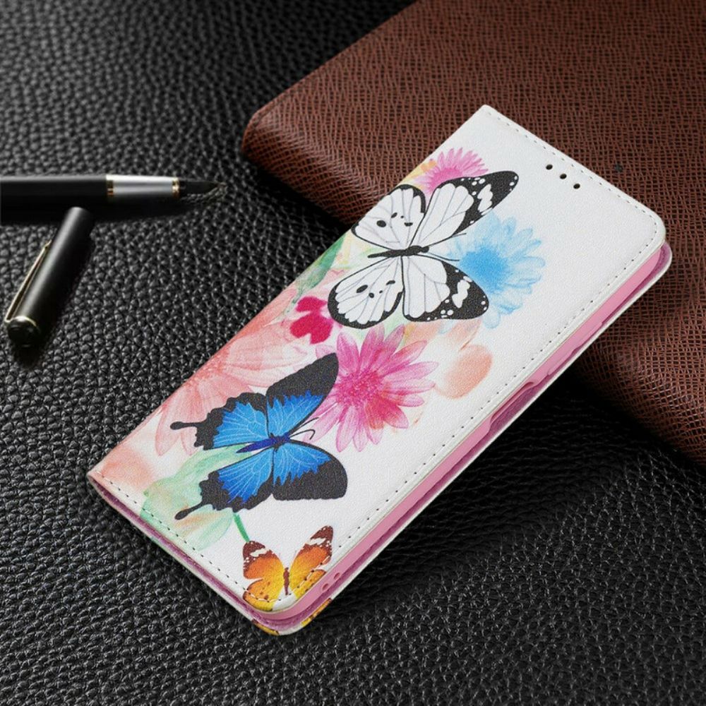 Schutzhülle Für Xiaomi Redmi Note 10 5G / Poco M3 Pro 5G Flip Case Bunte Schmetterlinge