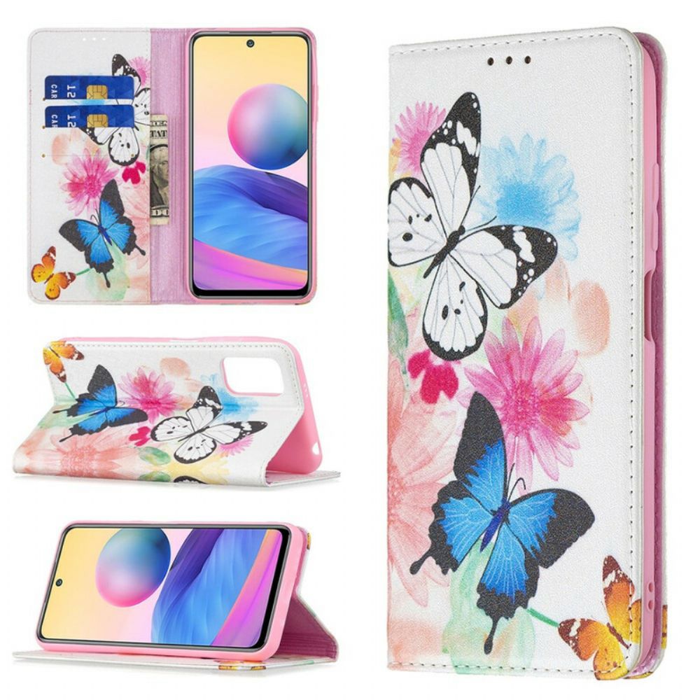 Schutzhülle Für Xiaomi Redmi Note 10 5G / Poco M3 Pro 5G Flip Case Bunte Schmetterlinge