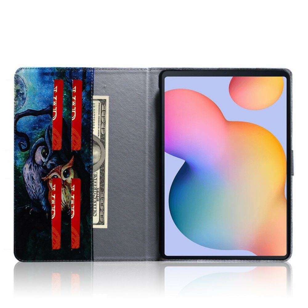 Flip Case Für Samsung Galaxy Tab S6 Lite Eulenmalerei