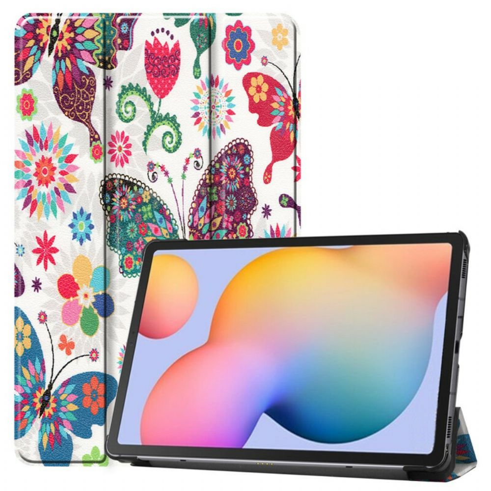 Schutzhülle Für Samsung Galaxy Tab S6 Lite Retro Schmetterlinge Und Blumen