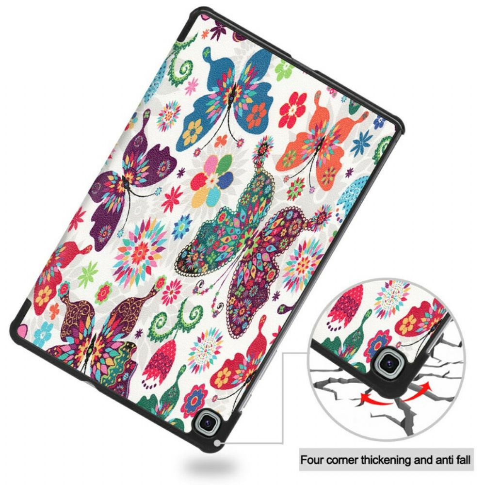 Schutzhülle Für Samsung Galaxy Tab S6 Lite Retro Schmetterlinge Und Blumen