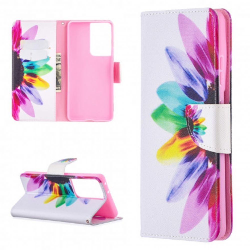 Flip Case Für Samsung Galaxy S21 Ultra 5G Aquarell Blume