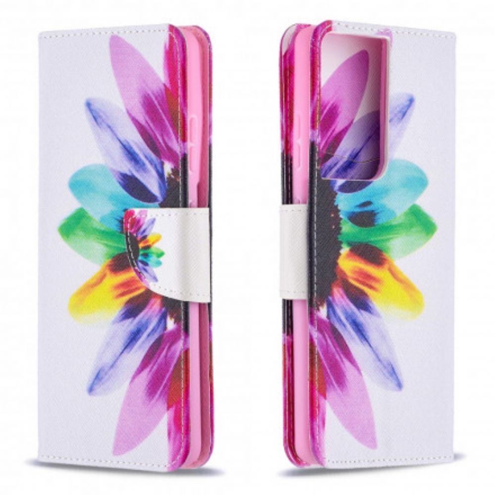 Flip Case Für Samsung Galaxy S21 Ultra 5G Aquarell Blume