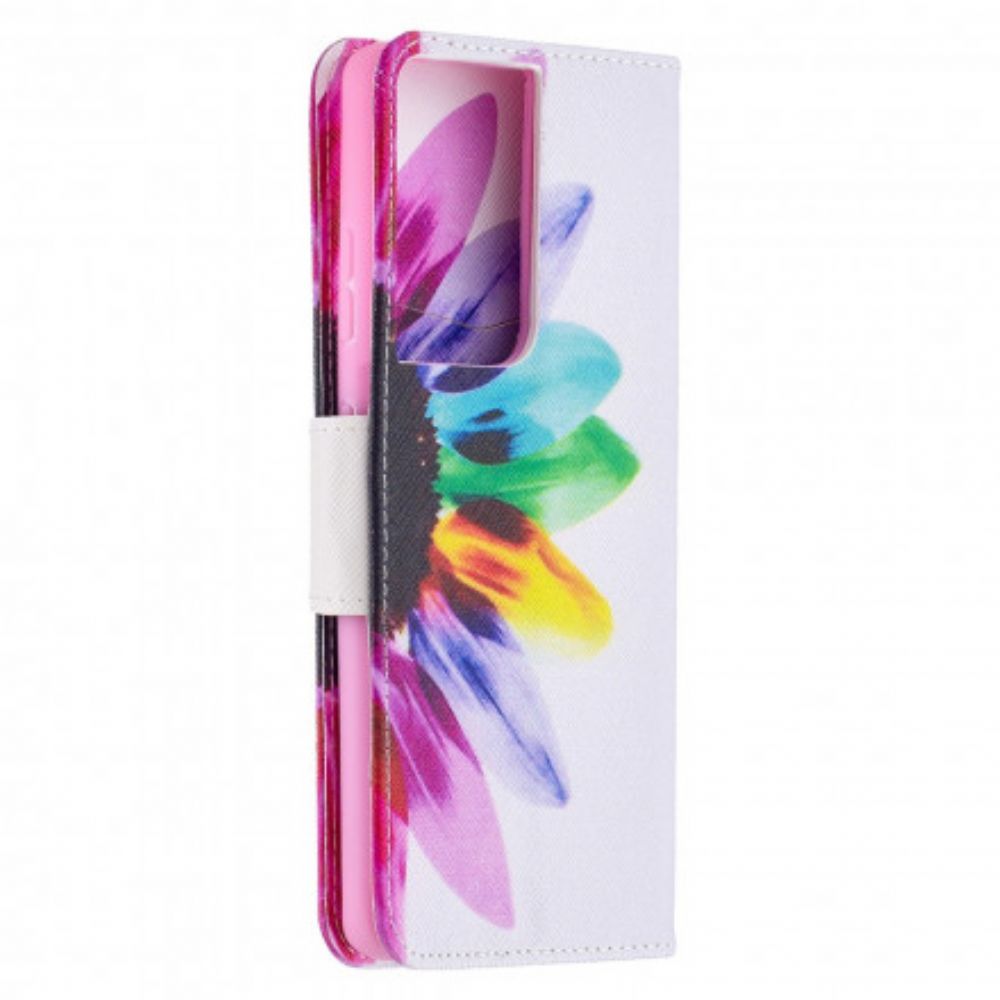 Flip Case Für Samsung Galaxy S21 Ultra 5G Aquarell Blume