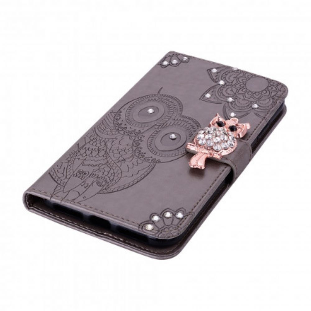 Flip Case Für Samsung Galaxy S21 Ultra 5G Eulen-mandala Und Anhänger