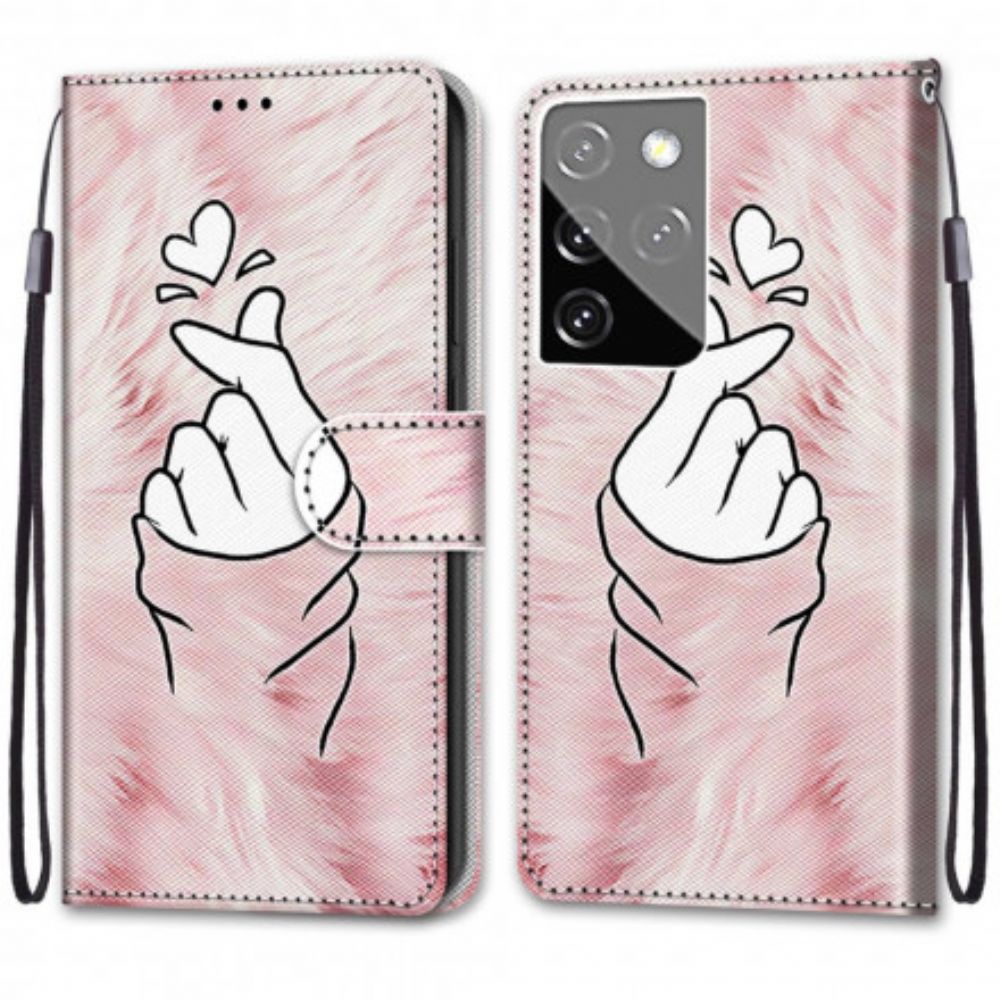 Flip Case Für Samsung Galaxy S21 Ultra 5G Fingerherz