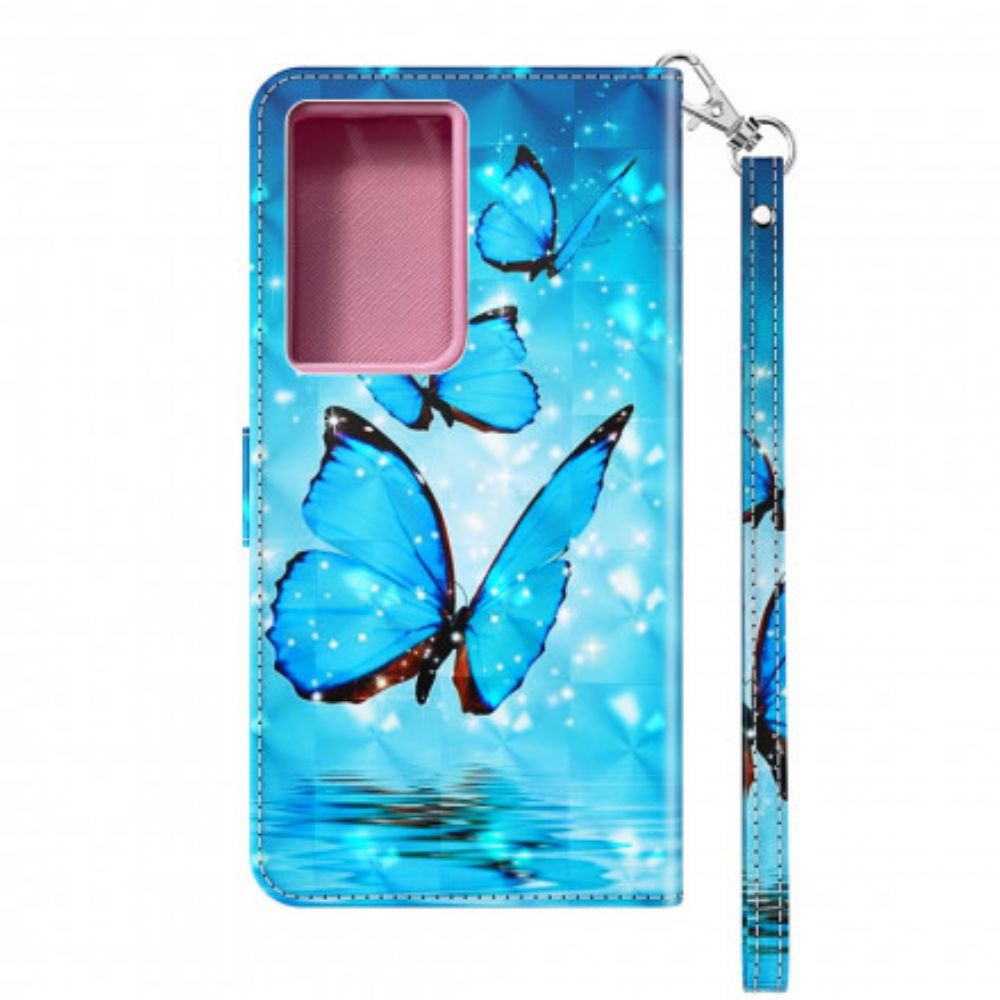 Flip Case Für Samsung Galaxy S21 Ultra 5G Fliegende Blaue Schmetterlinge