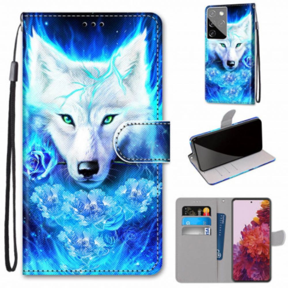 Flip Case Für Samsung Galaxy S21 Ultra 5G Magischer Wolf