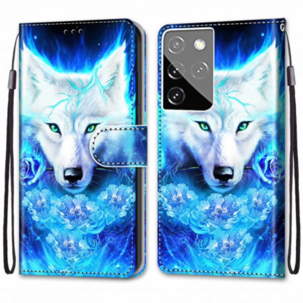 Flip Case Für Samsung Galaxy S21 Ultra 5G Magischer Wolf