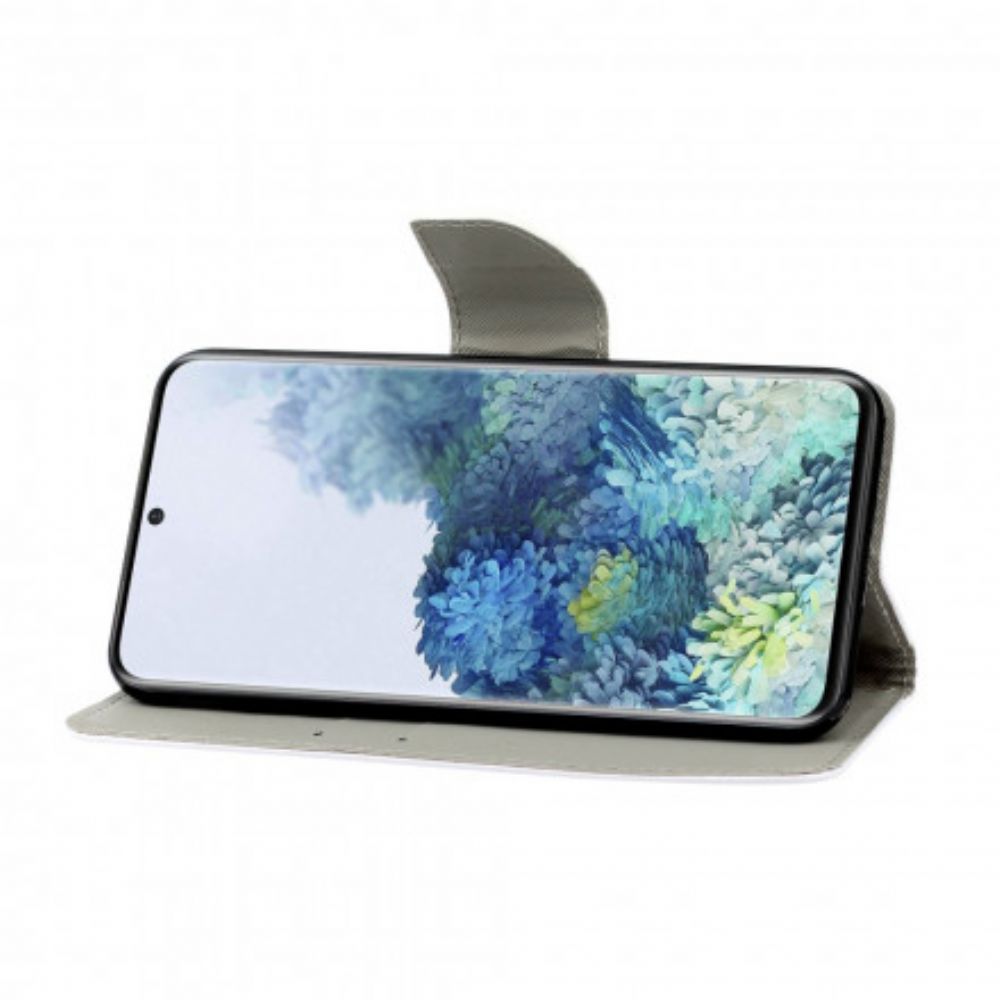 Flip Case Für Samsung Galaxy S21 Ultra 5G Meisterhafte Blumen Mit Riemen