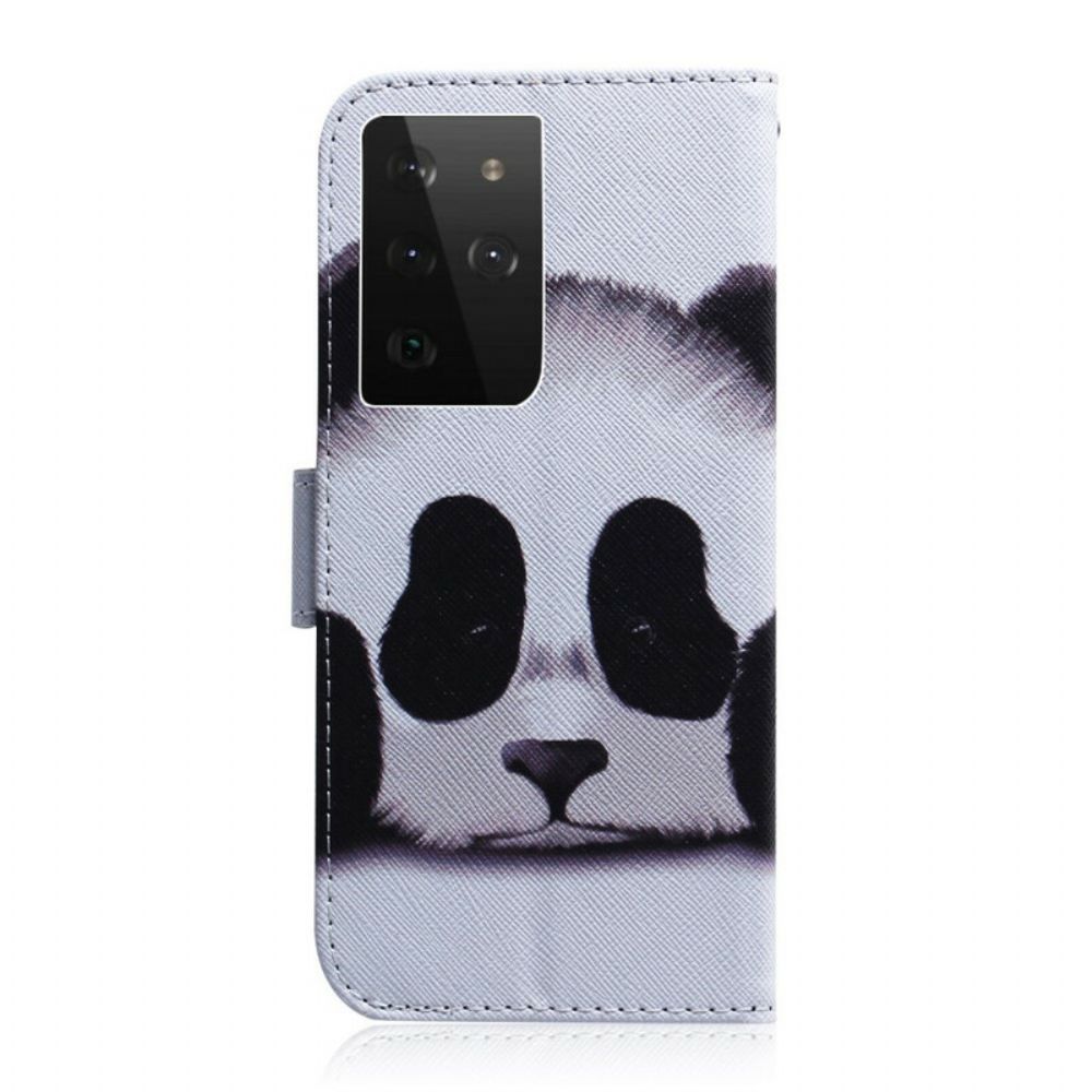 Flip Case Für Samsung Galaxy S21 Ultra 5G Panda-gesicht