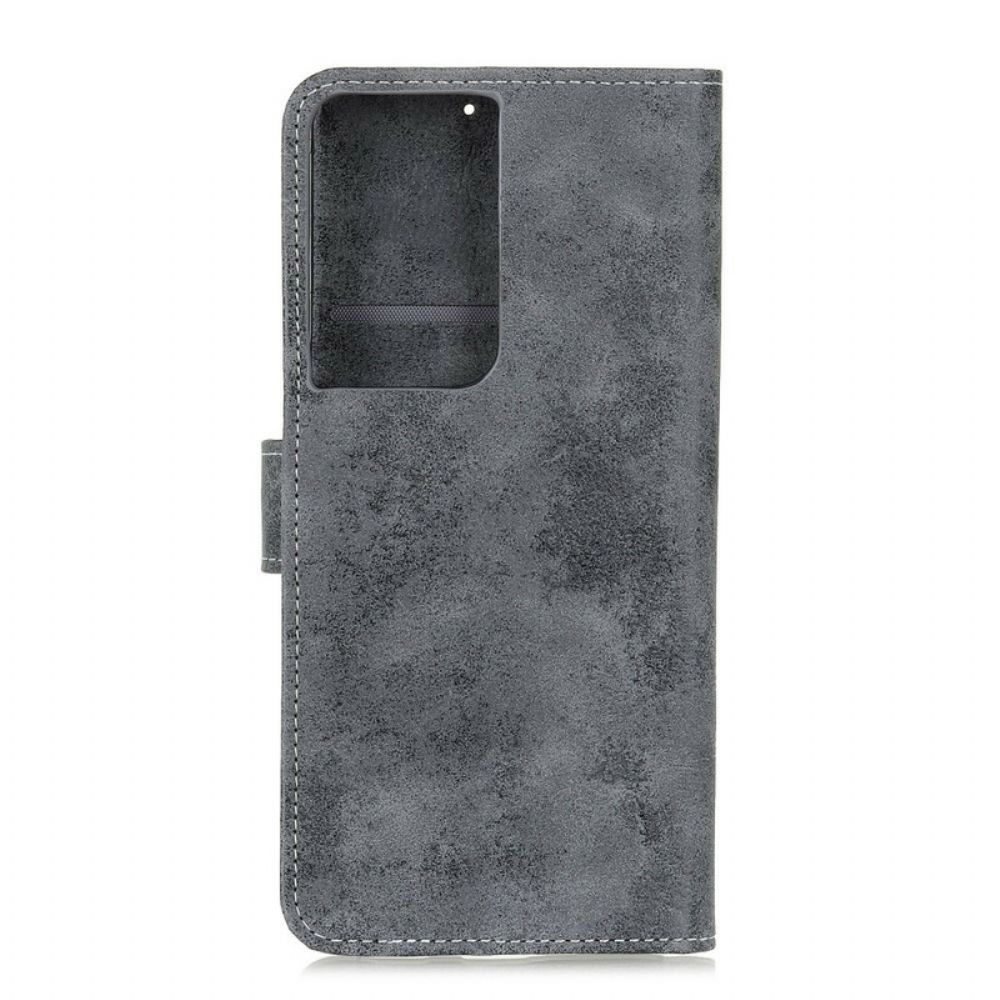 Flip Case Für Samsung Galaxy S21 Ultra 5G Vintage Kunstleder