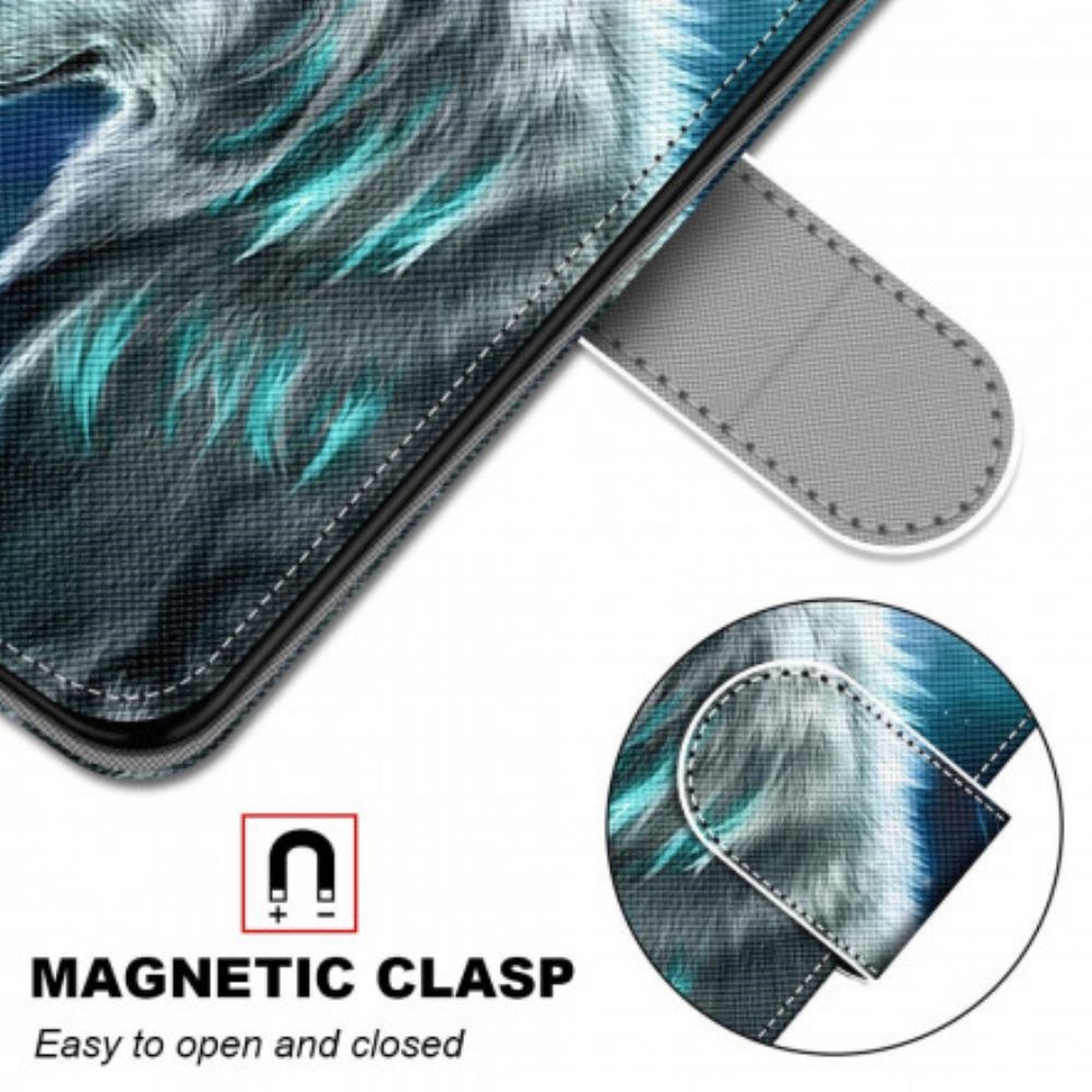 Flip Case Für Samsung Galaxy S21 Ultra 5G Wolf Unter Einem Sternenregen