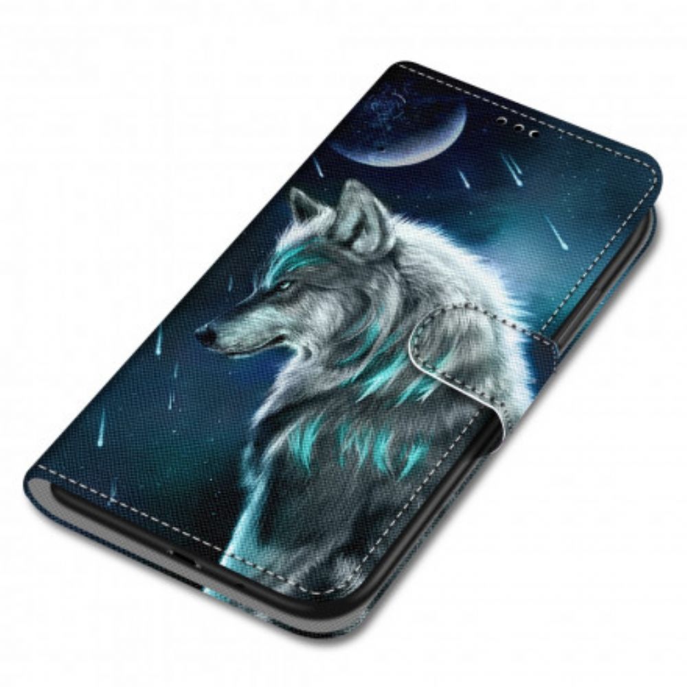 Flip Case Für Samsung Galaxy S21 Ultra 5G Wolf Unter Einem Sternenregen