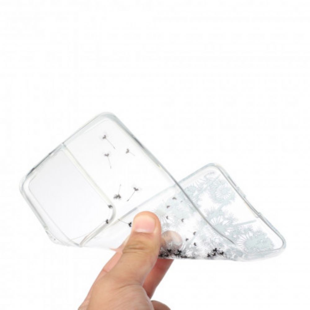 Handyhülle Für Samsung Galaxy S21 Ultra 5G Transparenter Schwarzer Löwenzahn