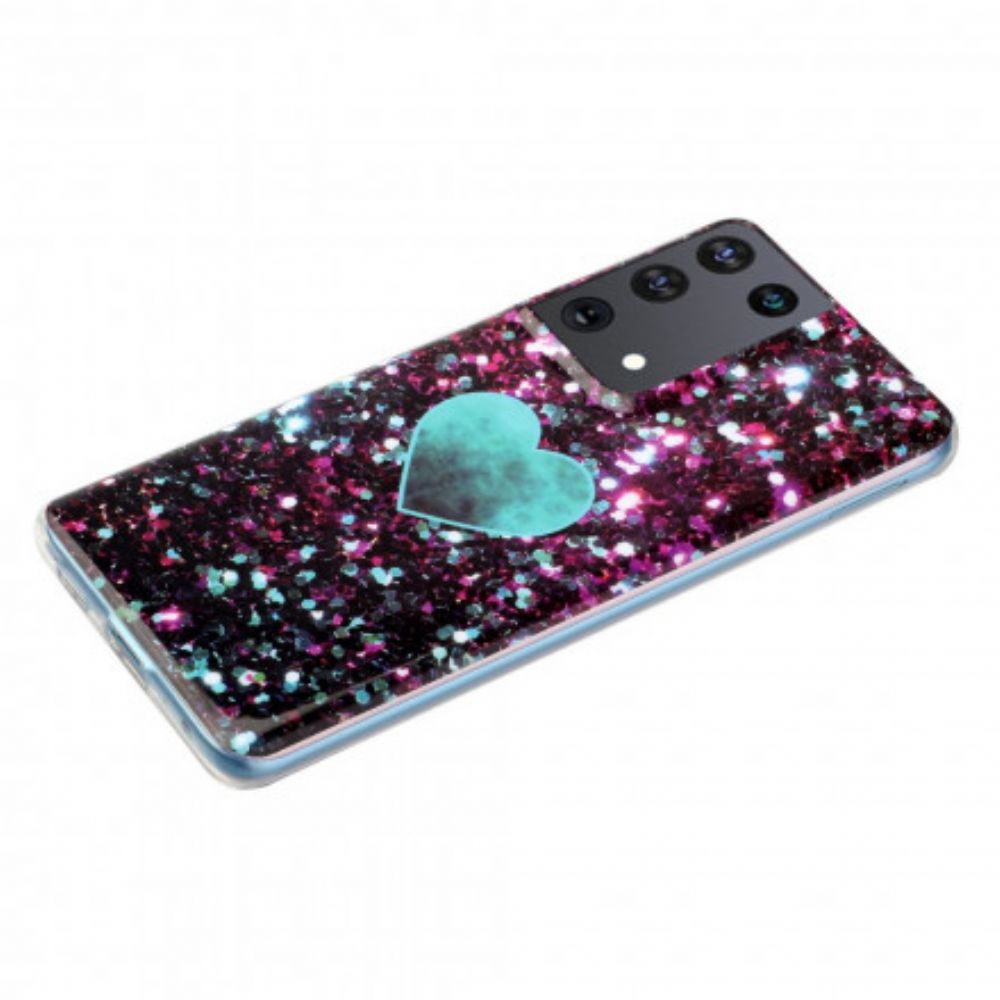 Hülle Für Samsung Galaxy S21 Ultra 5G Glitter-marmor-herz