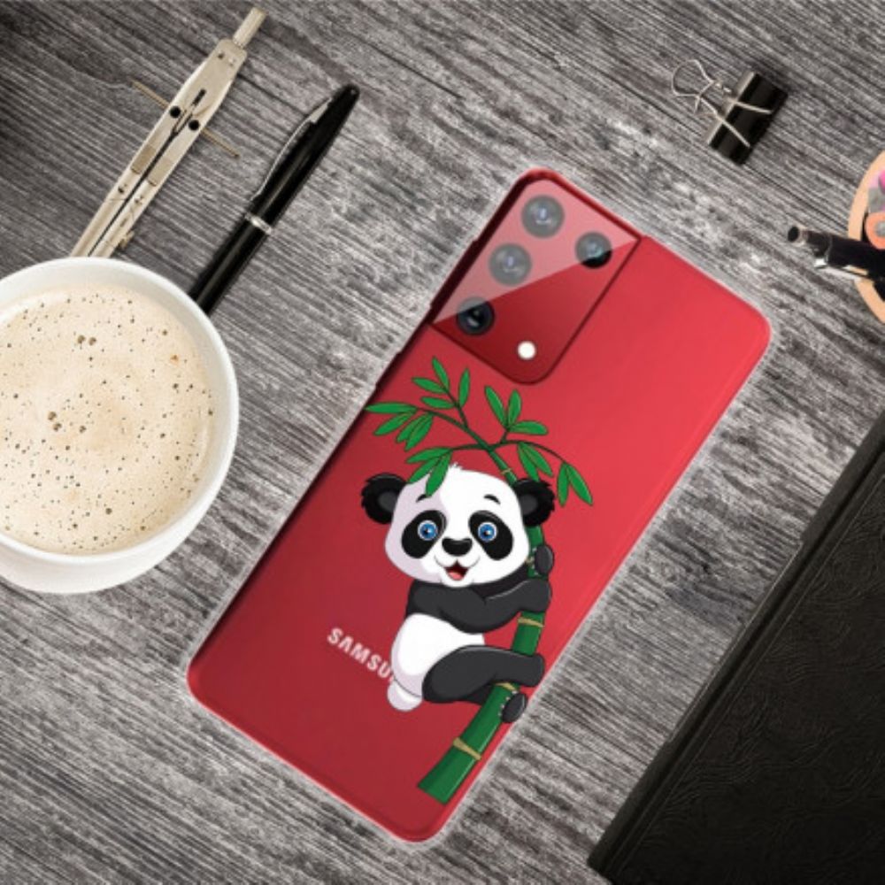 Hülle Für Samsung Galaxy S21 Ultra 5G Panda Auf Bambus